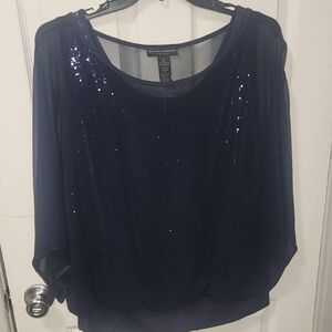 Elegant Navy Sequin Top